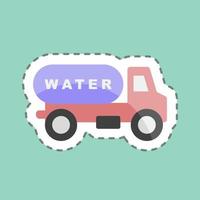 sticker lijn gesneden water vrachtwagen. geschikt voor gemeenschapssymbool. eenvoudig ontwerp bewerkbaar. ontwerp sjabloon vector. eenvoudige symboolillustratie vector