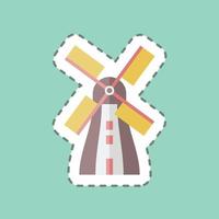 sticker lijn gesneden windmolen. geschikt voor wildwest-symbool. eenvoudig ontwerp bewerkbaar. ontwerp sjabloon vector. eenvoudige symboolillustratie vector