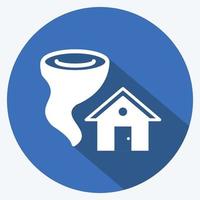 pictogram tornado die huis raakt. geschikt voor rampen symbool. lange schaduwstijl. eenvoudig ontwerp bewerkbaar. ontwerp sjabloon vector. eenvoudige symboolillustratie vector