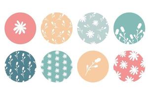 markeer cover set, bloemen botanische iconen voor sociale media. vectorillustratie. bloem ontwerp. set verhaal hoogtepunten omvat pictogrammen. schattige zachte highlight-sjabloon vector