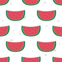schattig zoet zomer naadloos patroon met plakjes watermeloen. voor behang, stof, inpakpapier of decoratie. vector shabby hand getekende illustratie