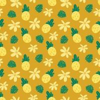 ananas bloemen naadloze vector patroon. herhalende vakanties, tropen, exotische achtergrond met zomerfruit. gebruik voor stoffen geschenkverpakkingen. hawaï t-shirt