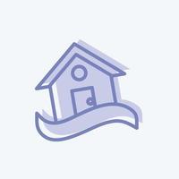 icoon huis in overstroming. geschikt voor rampen symbool. tweekleurige stijl. eenvoudig ontwerp bewerkbaar. ontwerp sjabloon vector. eenvoudige symboolillustratie vector
