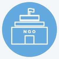 pictogram ngo gebouw. geschikt voor gemeenschapssymbool. blauwe ogen stijl. eenvoudig ontwerp bewerkbaar. ontwerp sjabloon vector. eenvoudige symboolillustratie vector