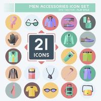 mannen accessoires pictogramserie. geschikt voor onderwijs symbool. vlakke stijl. eenvoudig ontwerp bewerkbaar. ontwerp sjabloon vector. eenvoudige symboolillustratie vector