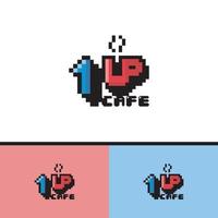 1 up café pixel logo 1 vector