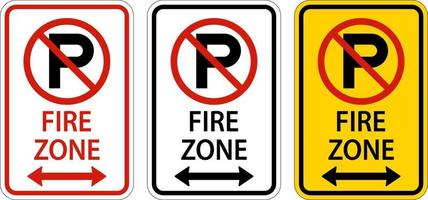 geen parkeerplaats brand zone, dubbele pijl teken op witte achtergrond vector