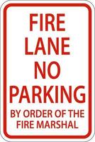 Fire Lane geen parkeerplaats teken op witte achtergrond vector