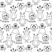 monster halloween patroon. schattige stripfiguren in eenvoudige handgetekende scandinavische stijl. vector kinderachtig grappige doodle illustratie. babykleertjes, textiel, stof, behang, papier