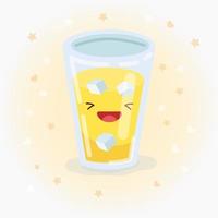 schattig glas sap met ijs vector pictogram illustratie. sticker cartoon logo. voedsel pictogram concept. platte cartoonstijl geschikt voor webbestemmingspagina, banner, sticker, achtergrond. kawaii glas sap.