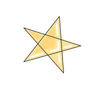vector gele ster in vlakke stijl. pentagram geïsoleerd op een witte achtergrond. sticker, pictogram, overzicht.