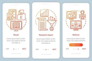 overweging inhoud oranje onboarding mobiele app pagina scherm vector sjabloon. onderzoeksrapport walkthrough website stappen met lineaire illustraties. ux, ui, gui smartphone-interfaceconcept