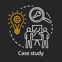 case study krijt concept icoon. besluitvorming inhoud idee. onderzoeksmethode. bedrijfstraining, presentatie, rapport. teamwork, analytics.vector geïsoleerde schoolbordillustratie vector