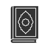 koran boek glyph icoon. islamitische religie. Koran. silhouet symbool. negatieve ruimte. vector geïsoleerde illustratie