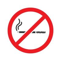 verboden bord met sigaret glyph icoon. stop silhouet symbool. niet roken. negatieve ruimte. vector geïsoleerde illustratie