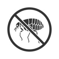 stop vlooien glyph pictogram. parasitaire insectenwerend middel. ongediertebestrijding. silhouet symbool. negatieve ruimte. vector geïsoleerde illustratie