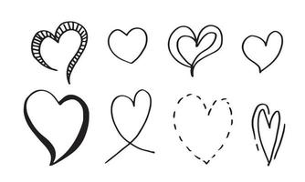 hand getrokken hart vector collectie. liefde symbool pictogram set.valentine hartsymbool.