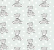 teddybeer hand getekende patroon. vector naadloze achtergrond met speelgoed Beer en polka dots op een mint kleur.