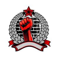 illustratie vectorafbeelding van rebellie hand. opstand symbool, vuist hoog gehouden in protest. opgeheven hand macht kracht icoon