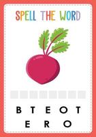 spellingwerkblad vind het ontbrekende letterspel voor kinderen met fruit vector