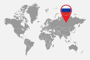 pin kaart met Rusland vlag op wereld map.vector afbeelding. vector