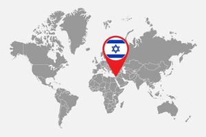 pin-kaart met israël vlag op wereld map.vector afbeelding. vector