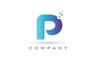 p blauwe stip alfabet letter logo ontwerp. creatieve pictogramsjabloon voor bedrijf en bedrijf vector