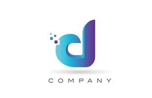 d blauwe stip alfabet letter logo ontwerp. creatieve pictogramsjabloon voor bedrijf en bedrijf vector