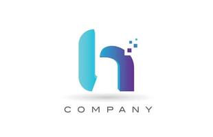 h blauwe stip alfabet letter logo ontwerp. creatieve pictogramsjabloon voor bedrijf en bedrijf vector