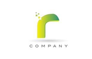 r alfabet letter embleemontwerp pictogram met groene stip. creatieve sjabloon voor bedrijf en bedrijf vector
