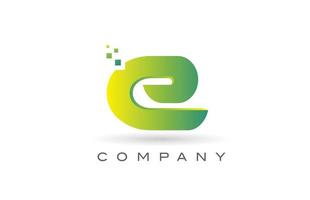 e alfabet letter embleemontwerp pictogram met groene stip. creatieve sjabloon voor bedrijf en bedrijf vector
