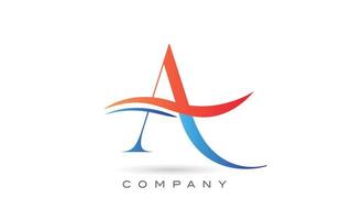 oranje blauw een alfabet letter logo ontwerp met swoosh. creatieve pictogramsjabloon voor bedrijf vector