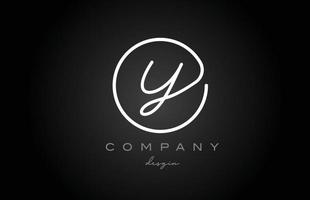 zwart-wit y alfabet letter logo pictogram ontwerp. handgeschreven creatieve sjabloon voor bedrijf en bedrijf vector