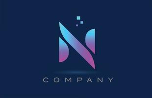 roze blauw n alfabet letter logo pictogram ontwerp. creatieve sjabloon voor bedrijven en bedrijven met stippen vector