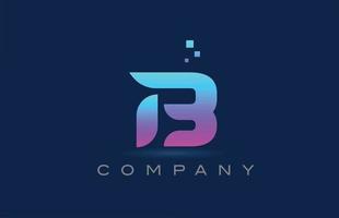 roze blauw b alfabet letter logo pictogram ontwerp. creatieve sjabloon voor bedrijven en bedrijven met stippen vector