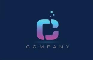 roze blauw c alfabet letter logo pictogram ontwerp. creatieve sjabloon voor bedrijven en bedrijven met stippen