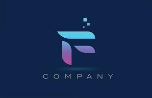 roze blauw f alfabet letter logo pictogram ontwerp. creatieve sjabloon voor bedrijven en bedrijven met stippen vector