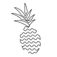 ananas een doorlopende lijntekening geheel gezond biologisch fruit. vers tropisch zomerfruitconcept vector