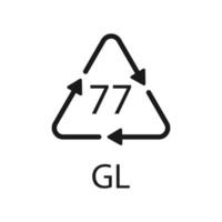 koper gecoat glas. glas recycling code 77 gl. vector illustratie