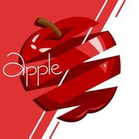 fruit illustratie, abstracte rode gesneden appel op een contrasterende achtergrond met een inscriptie. print voor kleding, poster, clipart, vector