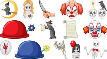 halloween set met enge monsters vector