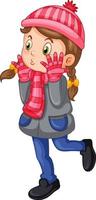 schattig meisje in winteroutfit cartoon vector