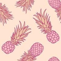 ananas tropische naadloze patroon achtergrond. tropische natuur inpakpapier of textielontwerp. mooie print met handgetekende exotische vruchten. vector