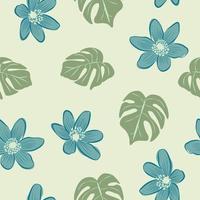 modern tropisch bloemen naadloos patroonontwerp. naadloze patroon met Lentebloemen en bladeren. hand getekende achtergrond. bloemmotief voor behang of stof. botanische tegel. vector