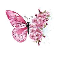 vlinder voeden met bloemen vector