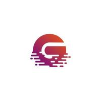 eerste g-logo - vectorillustratie, ontwerpinspiratie met gradatie paars en oranje. geschikt voor uw ontwerpbehoefte, logo, illustratie, animatie, enz. vector