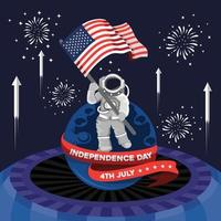 astronauten vieren onafhankelijkheidsdag ontwerp vector