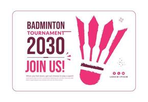 badminton toernooi poster sjabloon met shuttle geïsoleerd op een witte achtergrond, minimale competitie uitnodiging in plat design vector