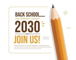 realistische kleur potlood geïsoleerd op een witte achtergrond voor sociale post, concept van pre school opening nieuwe termijn uitnodiging poster vector