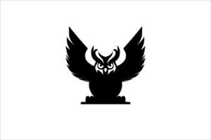 zwarte uil symbool van welvaart logo ontwerp illustratie vector